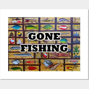 Gone Fishing with lures in tackle box Posters and Art